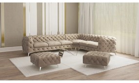 Сиво-бежова кадифена табуретка Chelsea – Ropez