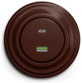Kliklap - ретро USB контакт A+C с кафява рамка