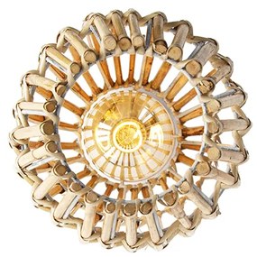 Ръстична таванна лампа бамбук и бяла - Canna Capsule