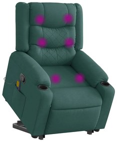 3310271 vidaXL Изправящ масажен наклоняем стол, тъмнозелен, текстил
