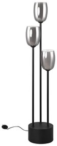 Подова лампа със стъклен абажур в черно и сребристо (височина 140 cm) Barret - Trio Select