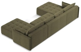 Разтегателен ъглов диван с място за съхранение в цвят каки (U форма) Moku – Makamii