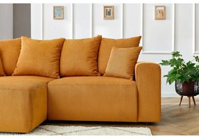 Кадифен ъглов диван в цвят жълта охра Enjoy – Bobochic Paris