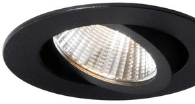 Комплект от 6 вградени спота черни 6.8cm вкл. LED 750 lm димируеми IP23 - Gaius