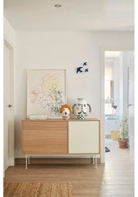 Кремавобял скрин с дъбов фурнир , ширина 128 см Yoko - Teulat