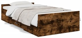 3280339 vidaXL Рамка за легло с чекмедже опушен дъб 90x200 см инженерно дърво