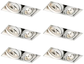 Комплект от 6 вградени спота бели GU10 50mm 2-Light Trimless - Oneon