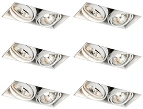 Комплект от 6 вградени спота бели GU10 50mm 2-Light Trimless - Oneon