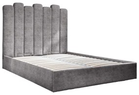 Сиво тапицирано двойно легло с място за съхранение и решетка140x200 cm Dreamy Aurora - Miuform