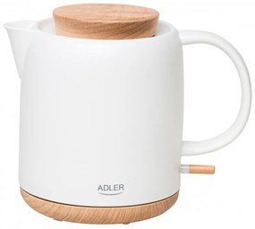 Електрическа кана Adler AD 1304, 1200W, 1l, Керамична, Въртяща се основа, Защита от работа без вода, Екрю