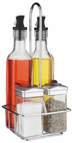 Horecano - Стъклен оливерник 4ка на хромирана метална стойка 250/110мл. Easy Life (3620110S)