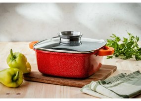 Тенджера с дозатор за мазнина Voltz V54323B28A, Гранитно покритие, 6.5 литра, 28 см, Индукция, Червен