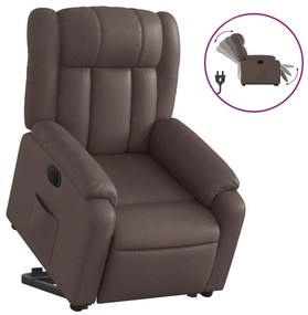 3205280 vidaXL Електрически изправящ реклайнер стол, кафяв, изкуствена кожа