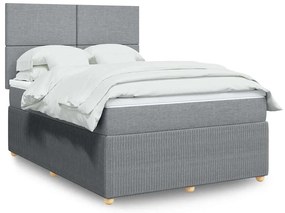 3294400 vidaXL Боксспринг легло с матрак, светлосиво, 160x200 см, плат