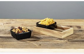 Черни керамични купи за сервиране в комплект от 2 части с поднос Elo - Wenko