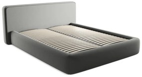 Сиво двойно тапицирано легло с място за съхранение и включена подматрачна рамка 160x200 cm Kiana – Makamii