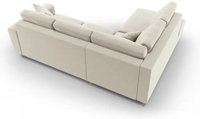 Бежов кадифен разтегателен ъглов диван с място за съхранение (ляв ъгъл/L форма) Kyoto – Cosmopolitan Design