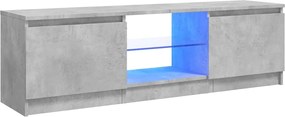 804287 vidaXL ТВ шкаф с LED осветление, бетонно сив, 120x30x36 см