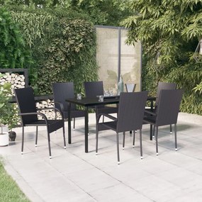 3099380 vidaXL Градински трапезен комплект, 7 части, черен