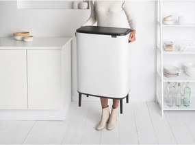 Кош за боклук Brabantia Bo Touch Hi 1001259, 60 л, Странични отвори за пренасяне, Регулируеми крака, Бял