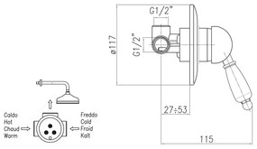 Вградена душ батерия в сребрист цвят (1 изход) Kirké White – Sapho