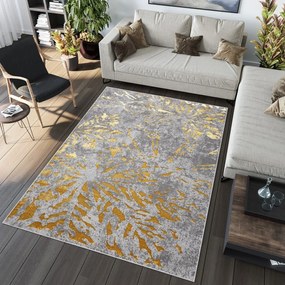 Изключителен модерен сив килим със златен мотив Ширина: 200 см | Дължина: 300 см
