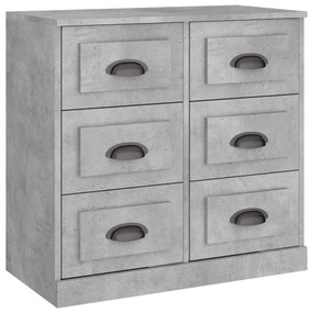 816436 vidaXL Сайдборд, бетонно сив, 70x35,5x67,5 см, инженерно дърво