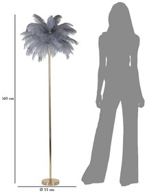Сиво-златиста подова лампа (височина 160 cm) Palm – Mauro Ferretti