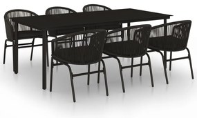 3099225 vidaXL Градински трапезен комплект, 7 части, черен
