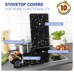 Комплект от 2 черни стъклени капака за печка Universal - Wenko