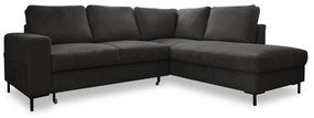 Тъмносив разтегателен ъглов диван от рипсено кадифе (десен ъгъл) Lofty Lilly – Miuform