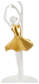 Бяло-златиста настолна лампа с текстилен абажур (височина 64 cm) Dancer – Mauro Ferretti