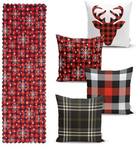 Комплект от 4 коледни калъфки за възглавници и покривка за маса "Снежинка - Minimalist Cushion Covers