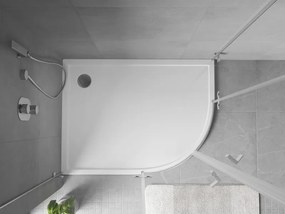 Mexen Flow полукръгъл асиметричен тънък ляв 90 x 80 cm, бял блясък - 46Q108090L