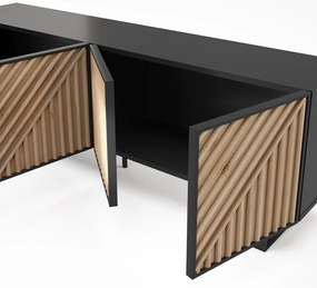 Черно-естествена маса за телевизор от декор от дъб 161x55x35 cm Alana – Marckeric