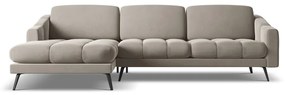 Бежов кадифен ъглов диван (ляв ъгъл) Nalu – Makamii
