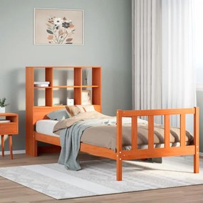 3321720 vidaXL Легло с етажерка за книги, без матрак, 100x200 см, бор масив