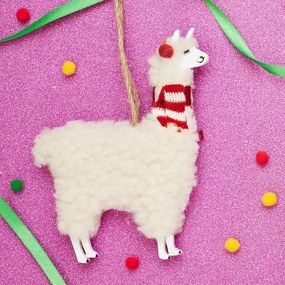 Текстилна ръчно изработена коледна украса 13 cm Llama – Sass &amp; Belle