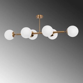 Бяло и златисто осветително тяло за таван със стъклен абажур 40x110 cm Fazli – Opviq lights