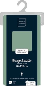 Зелен еластичен памучен чаршаф 90x190 cm Lina – douceur d'intérieur