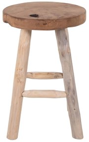 Табуретка от тиково дърво с 4 крака, ø 30 cm Badia - House Nordic