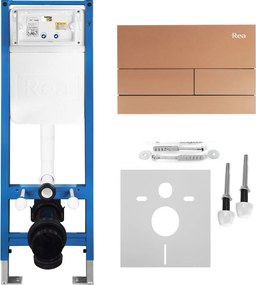 Комплект Структура за Вграждане за WC Slim 024N с Бутон T Brush Copper