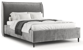 Сиво тапицирано двойно легло с място за съхранение с включена подматрачна рамка 180x200 cm Shell – Maison de Rêve