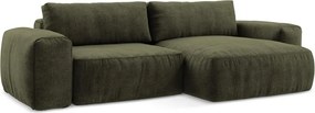 Зелен шенилов сгъваем ъглов диван (десен ъгъл) Kuki – Makamii