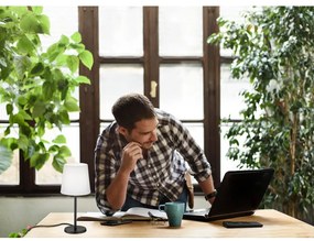 Черно-бяла настолна лампа с текстилен абажур (височина 30 cm) Eve – Fischer &amp; Honsel