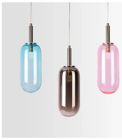 Синьо LED висящо осветително тяло със стъклен абажур ø 13 cm Fiuggi – Candellux Lighting