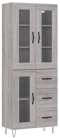 3198631 vidaXL Висок шкаф, сив сонома, 69,5x34x180 см, инженерно дърво