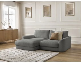 Тъмносив ъглов диван от прежда с примки от букле (ляв ъгъл) Leonore – Bobochic Paris