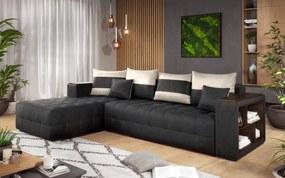 Разтегателен ъглов диван с подлакътник етажерка Мелвин