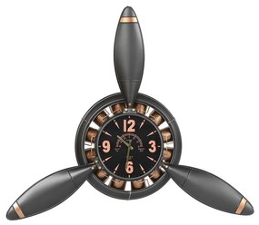 Стенен часовник Home ESPRIT Сив Мед Златен Тъмно сив PVC Метал Витла 118 x 24 x 134 cm